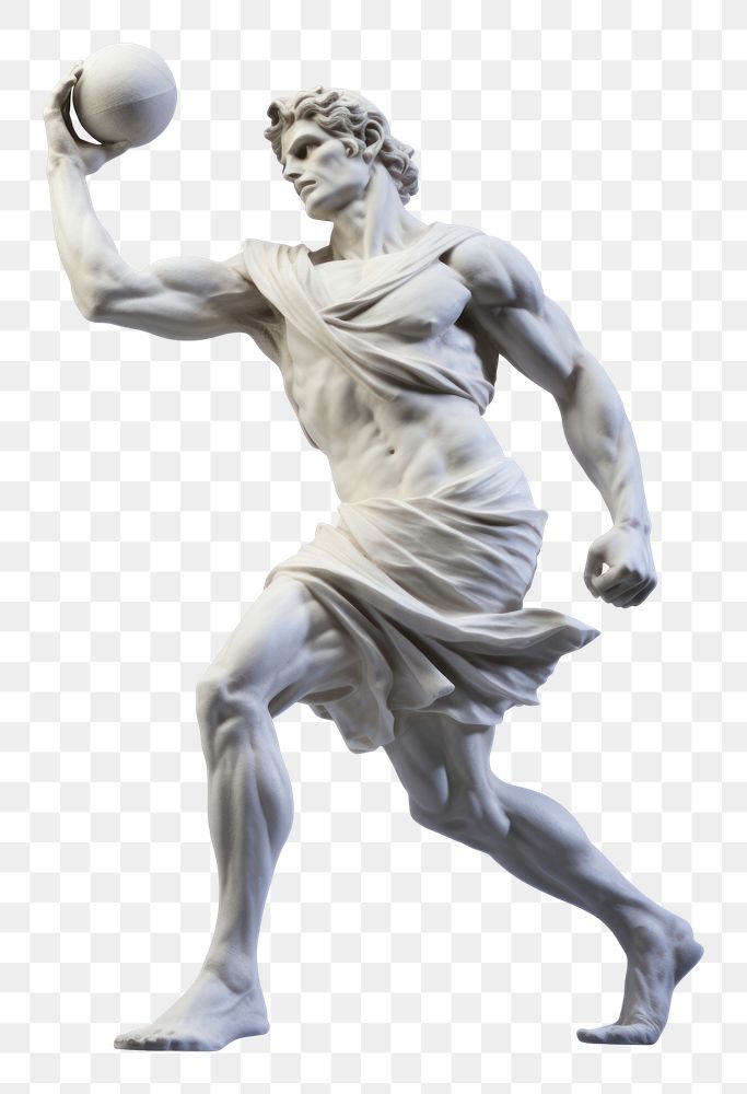 PNG  Greek sculpture playing sports statue adult art.