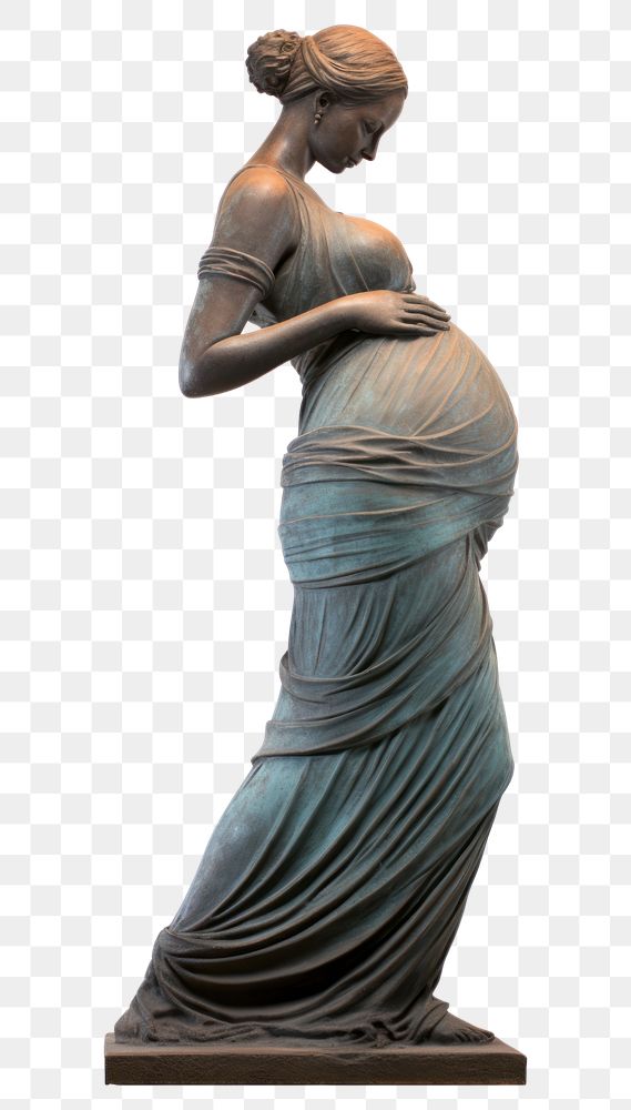 PNG  Greek sculpture pregnant woman statue bronze adult.