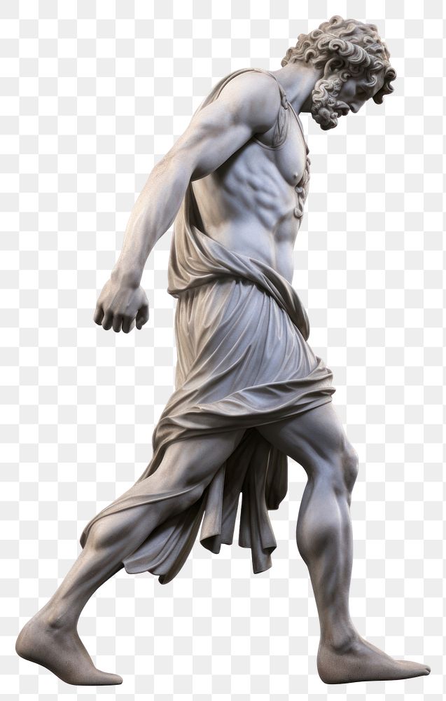 PNG  Greek sculpture walking statue adult art.
