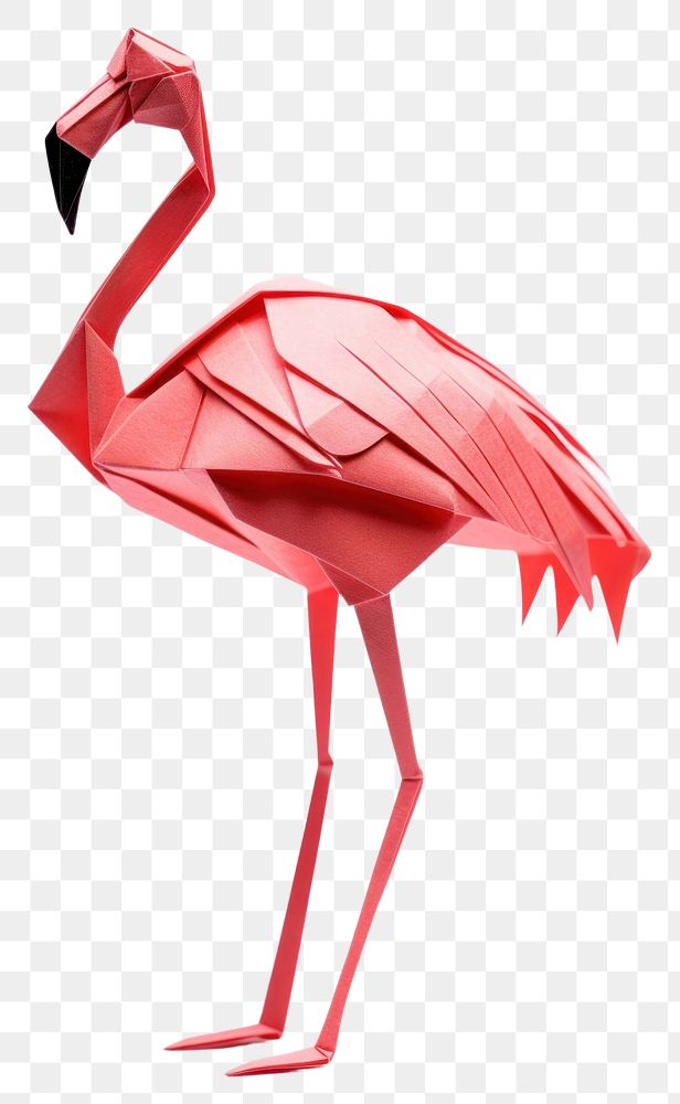 PNG  Pink flamingo origami animal bird white background. AI generated Image by rawpixel.