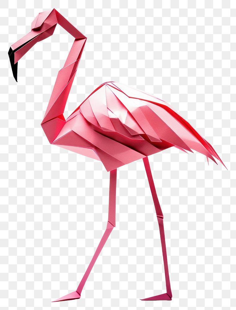 PNG  Pink flamingo origami animal bird white background. AI generated Image by rawpixel.