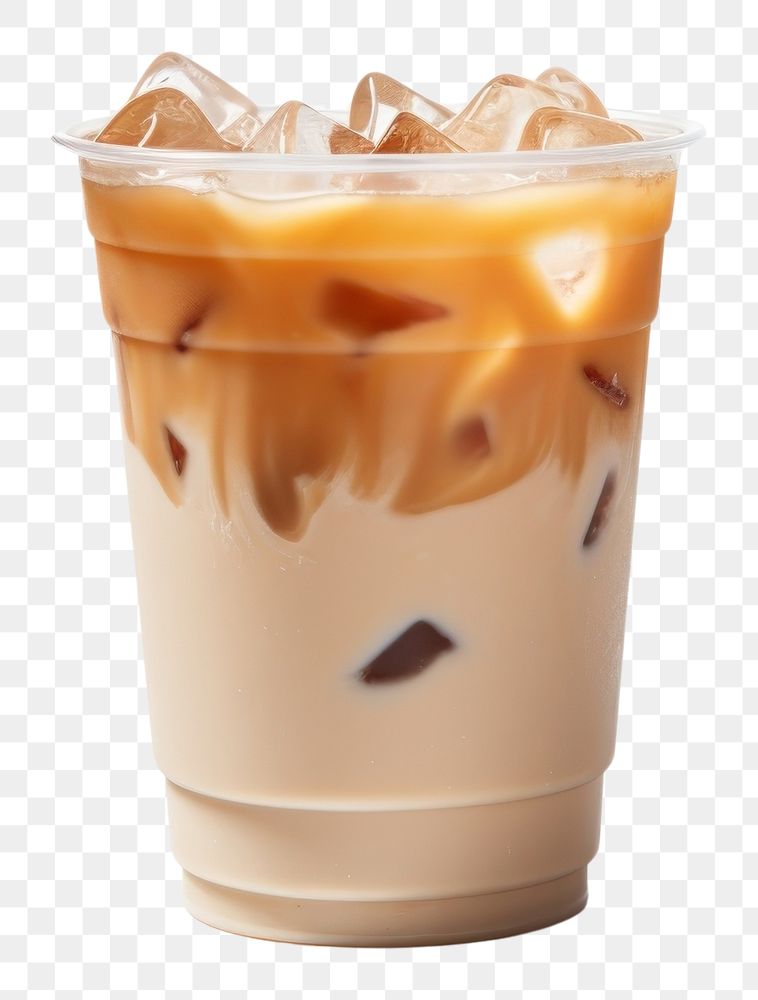 PNG Ice latte in plastic cup coffee drink white background.