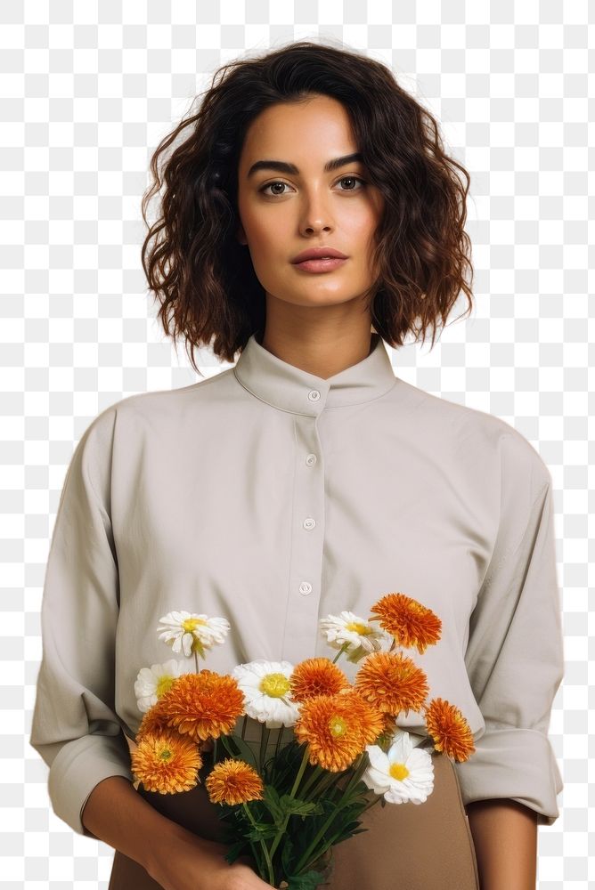 PNG Portrait blouse flower plant.