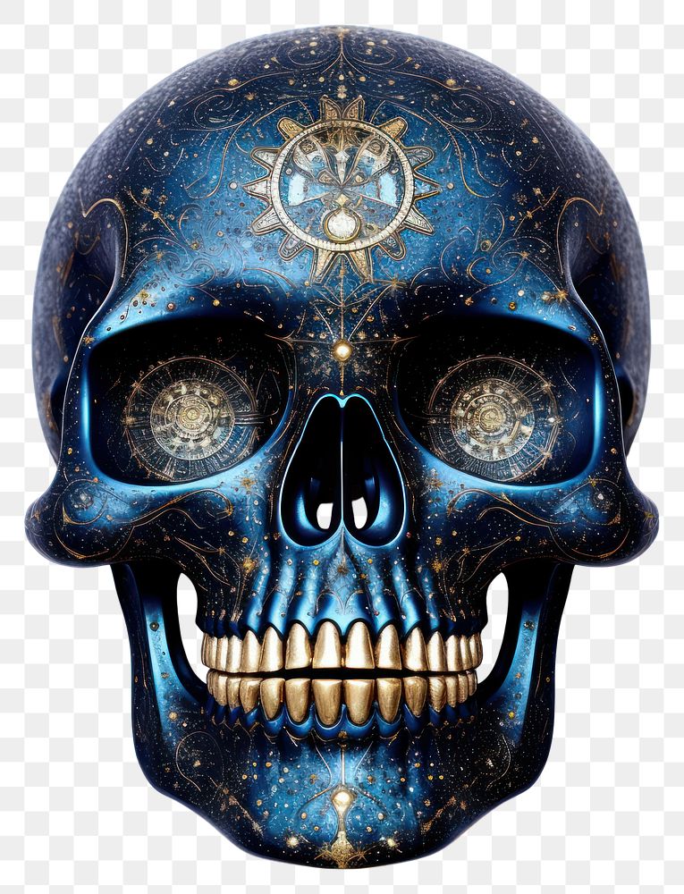 PNG Celestial art skull white background creativity headgear.