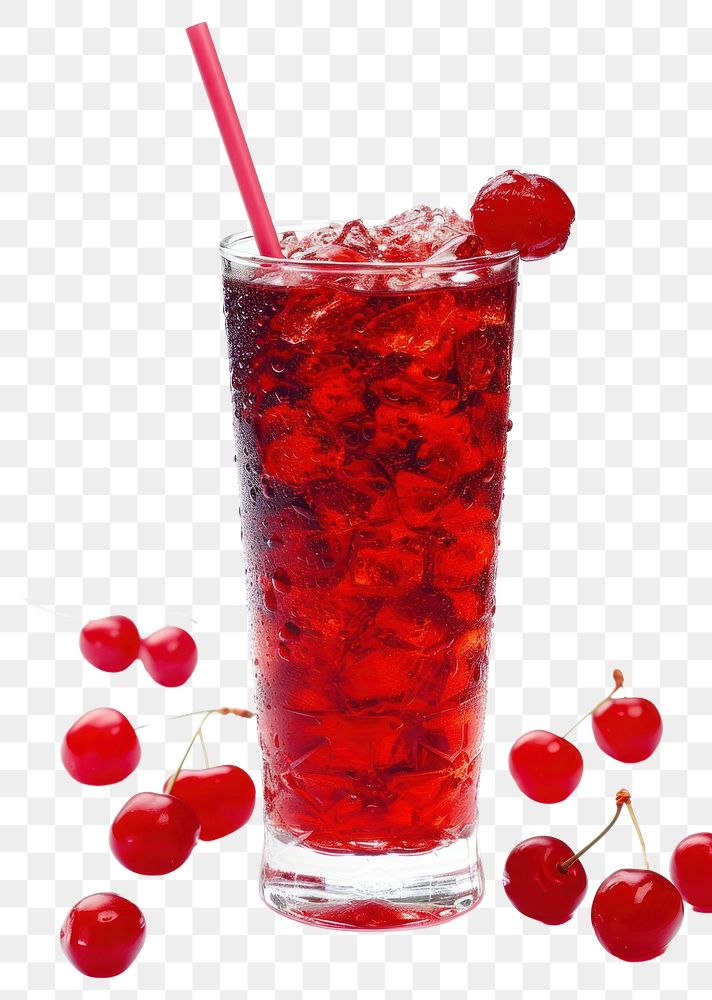PNG Photo of cherry soda cocktail fruit drink.