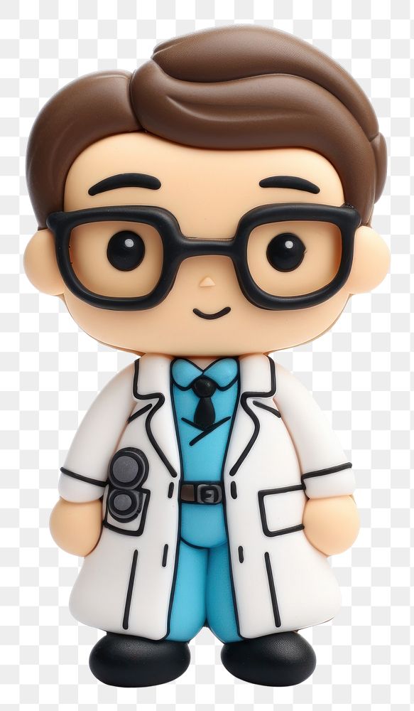 PNG Cute doctor cookie figurine toy white background.