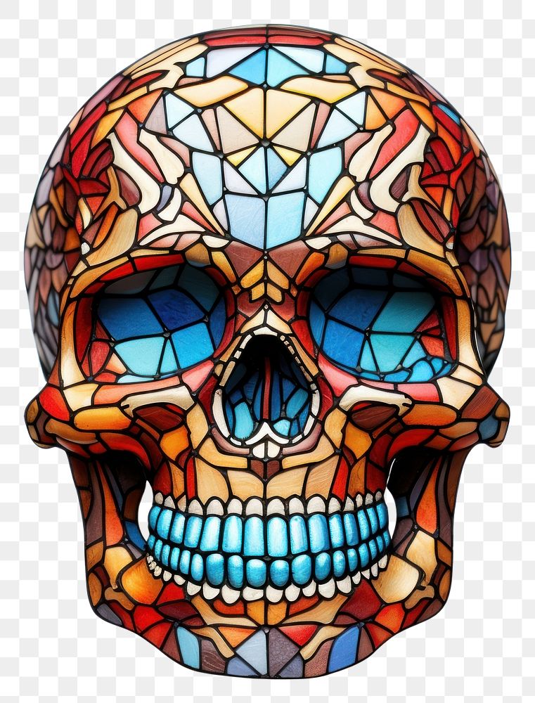 PNG Stain glass skull art creativity anatomy.