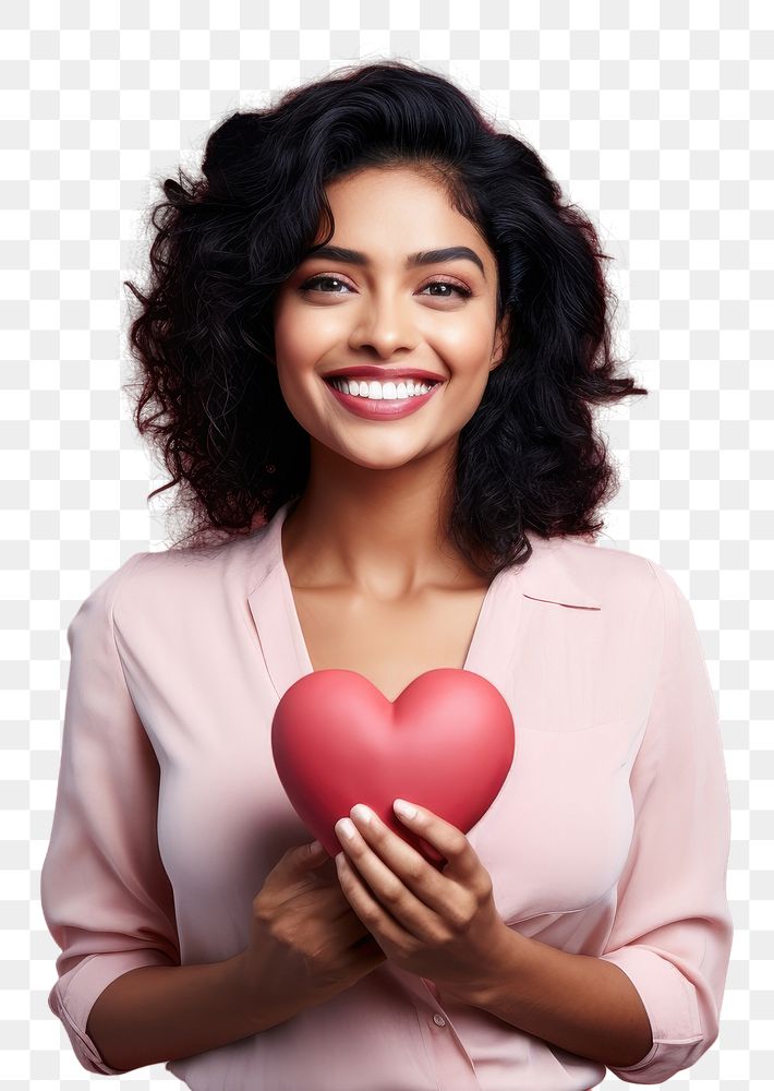 PNG Happy indian female holding a heart smile love happiness.