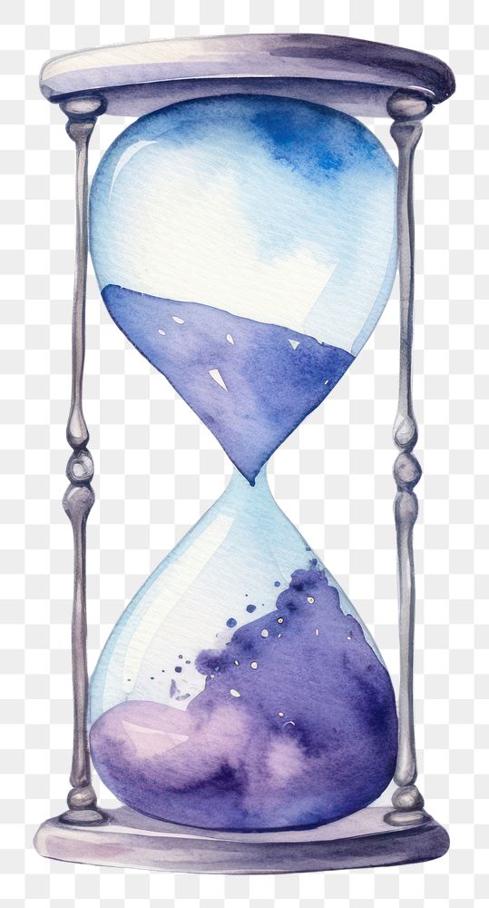 PNG Stationery in Watercolor style hourglass white background research.