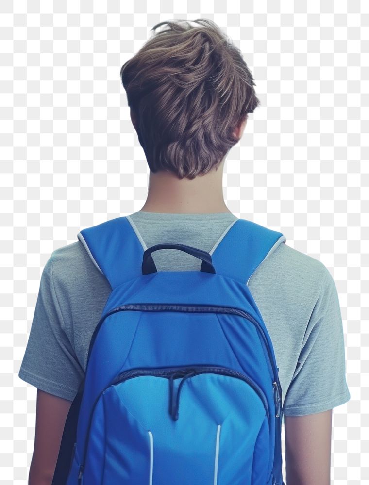 PNG Back to school backpack student walking.