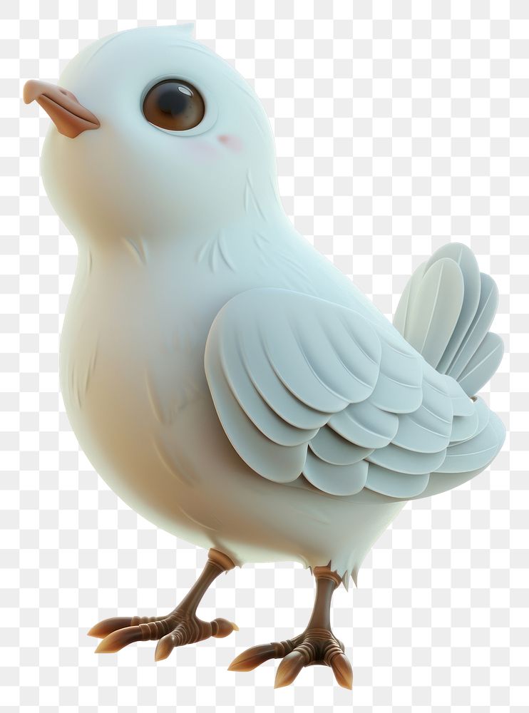 PNG 3D Illustration of cute dove cartoon animal white.