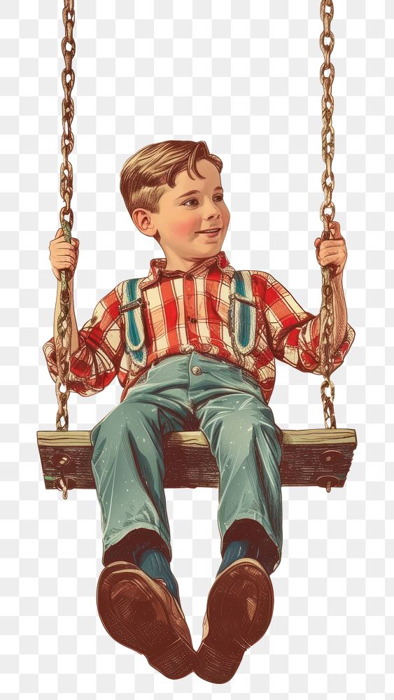 PNG Sitting swing boy kid