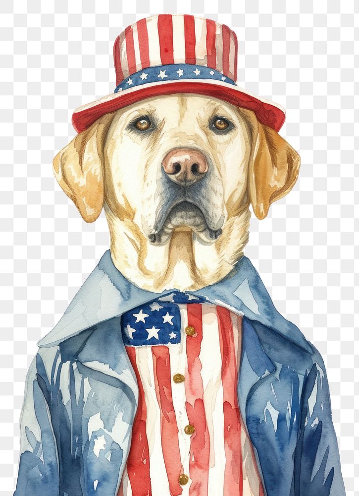 PNG Labrador retriever dressed in american patriotic uncle sam outfit mammal animal pet.