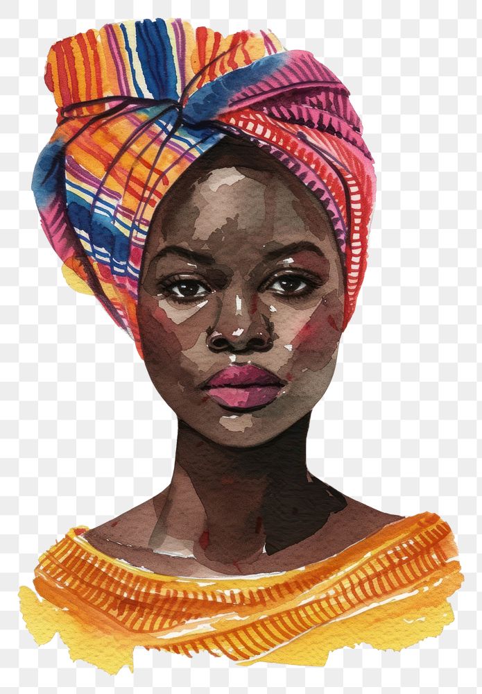 PNG Portrait of african woman turban adult photography.