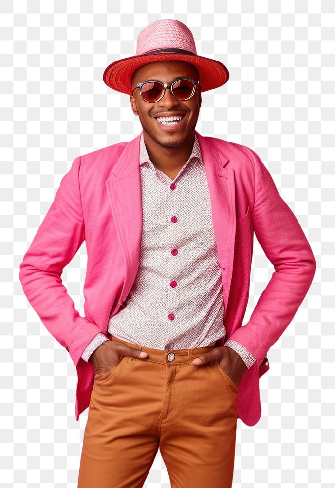 PNG Cool LGBT young black man with fashionable clothing style full body on colored background portrait adult fun.