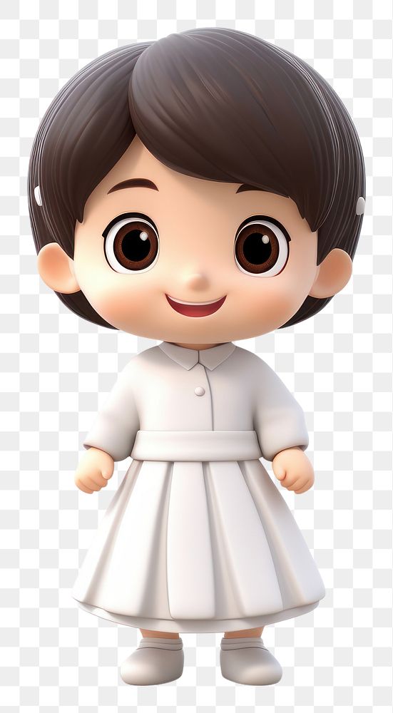 PNG Korean child white cute doll.