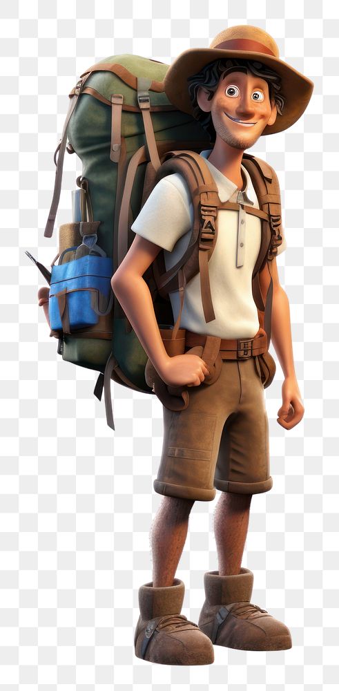 PNG Backpacker backpack white background backpacking.