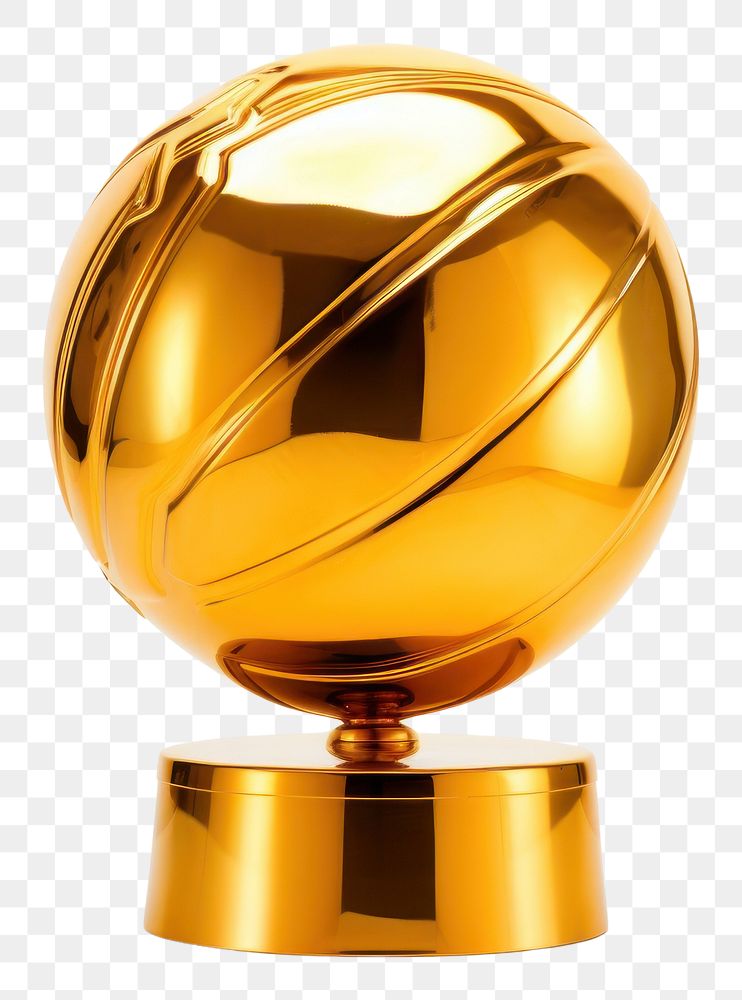 PNG Basketball trophy shiny gold white background.