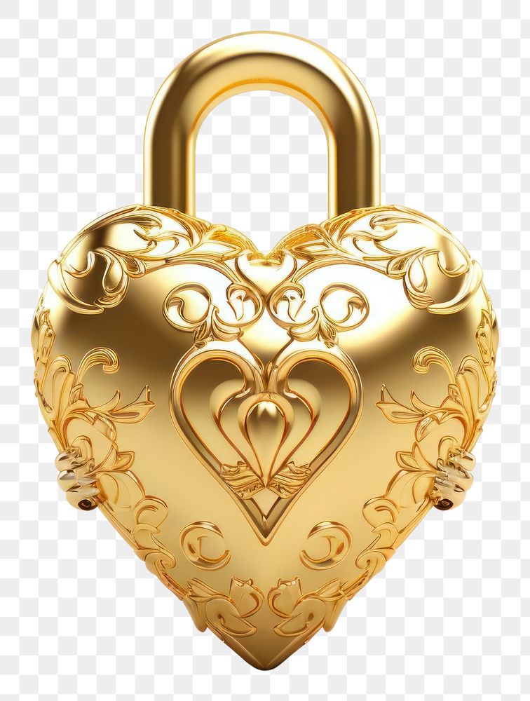 PNG Heart lock gold jewelry pendant.