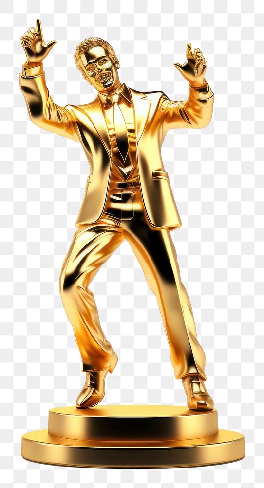 PNG Singer trophy gold figurine white background.