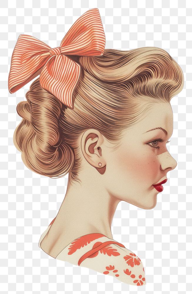 PNG Vintage illustration of ribbon bow adult art accessories.