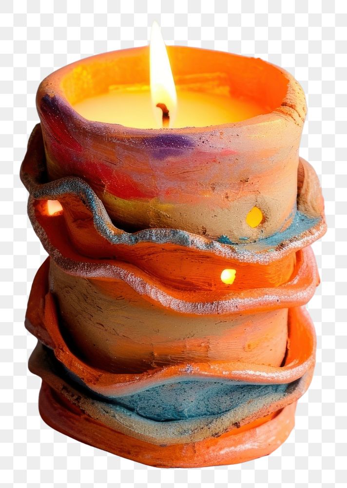 PNG Candle made up of clay lighting glowing burning.