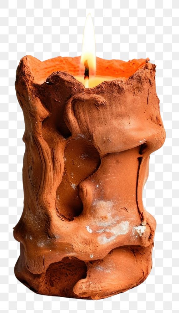 PNG Candle made up of clay dessert sculpture lighting.