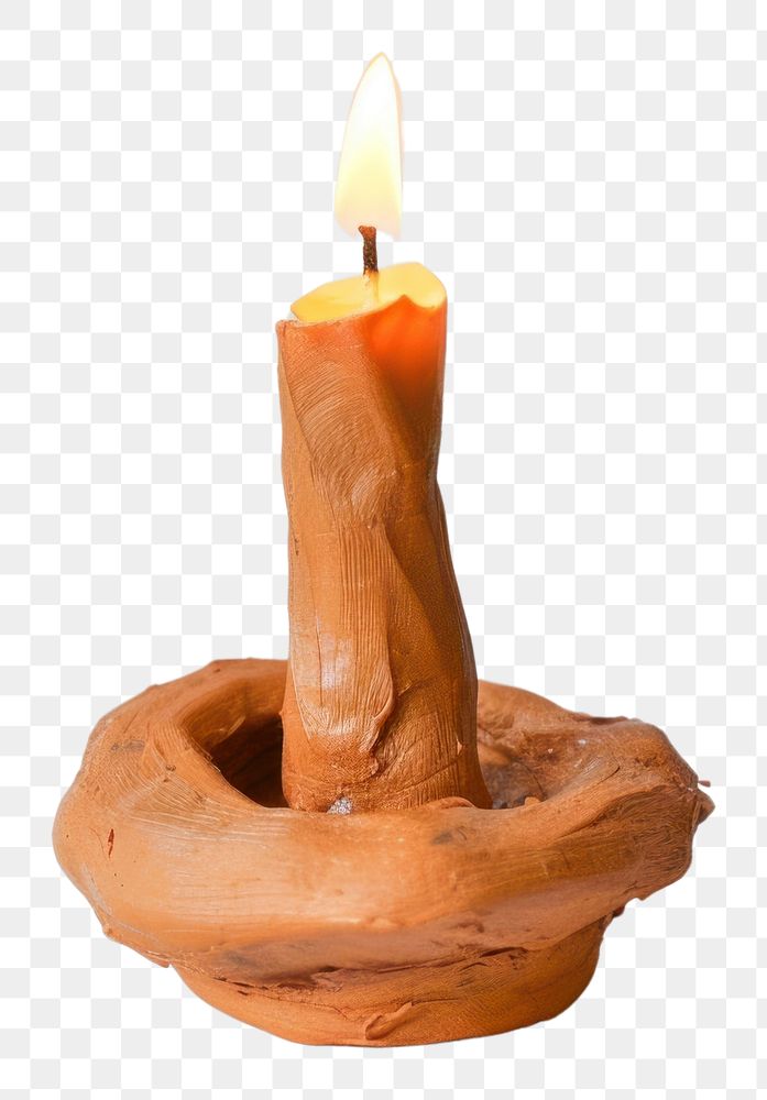 PNG Candle made up of clay anniversary candlestick lighting.