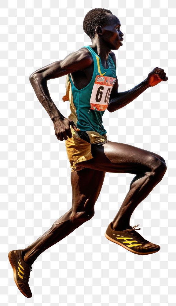 PNG Kenyan running athlete white background determination competition.