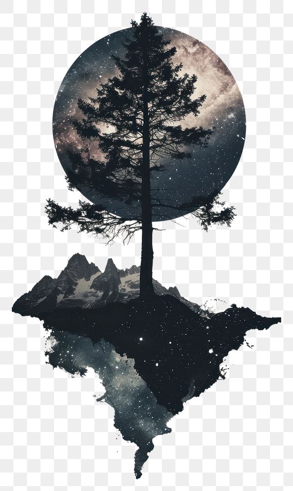 PNG Dark story background tree silhouette outdoors.