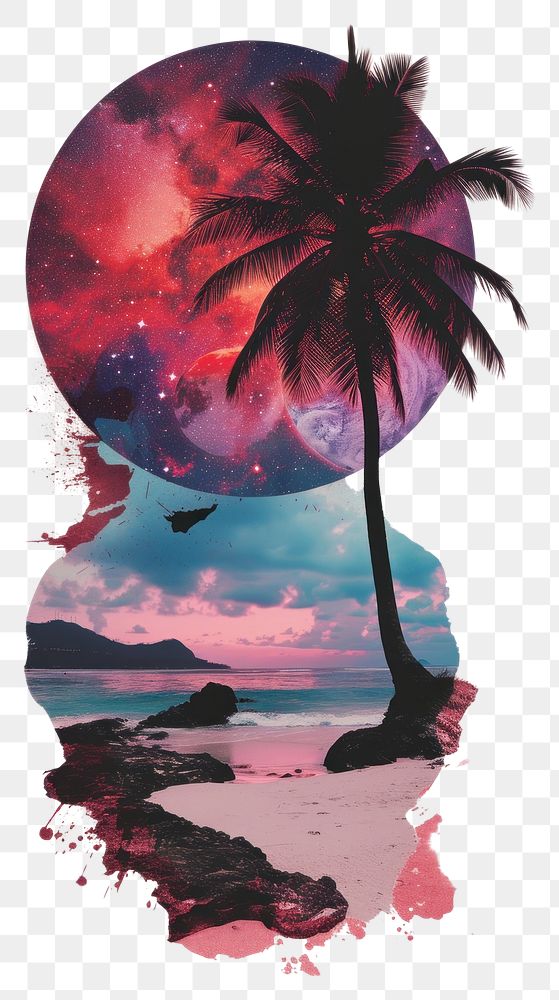 PNG Story background beach tree silhouette.
