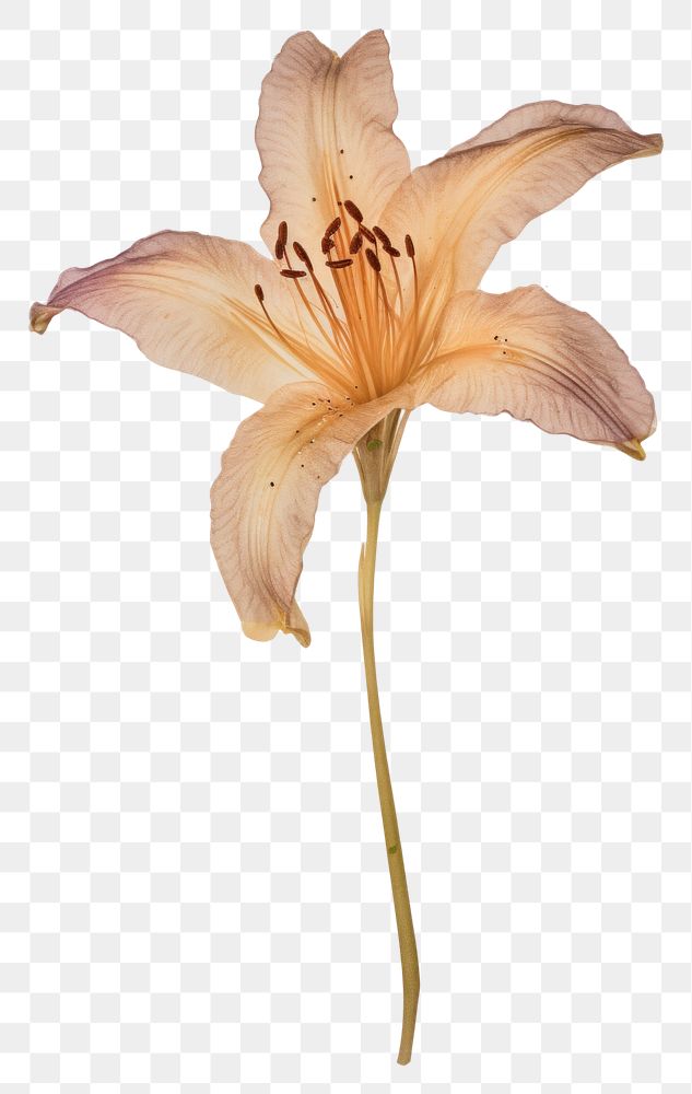 PNG  Real Pressed a lily flower petal plant.
