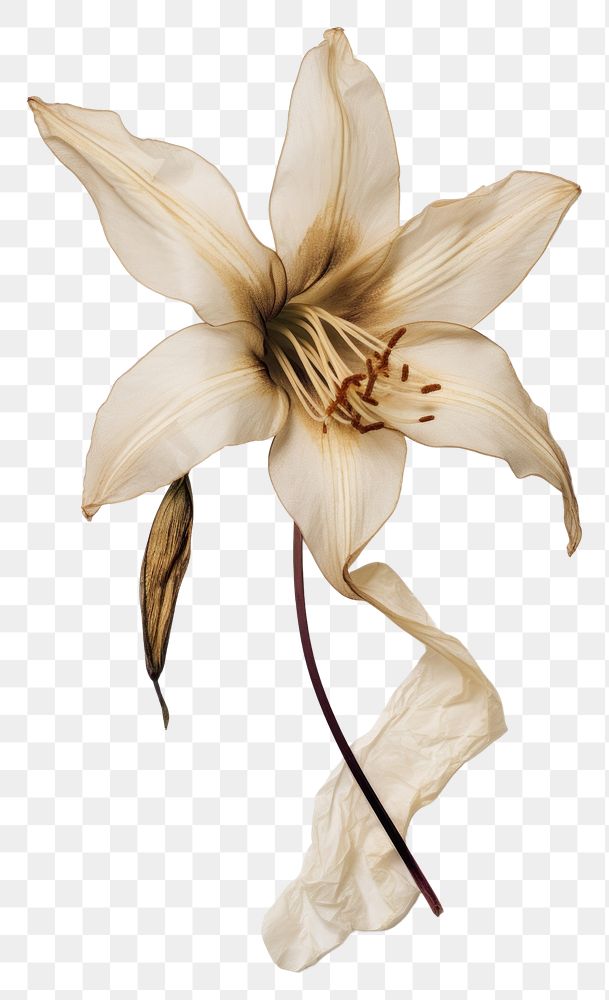 PNG  Real Pressed a madonna lily flower petal plant.