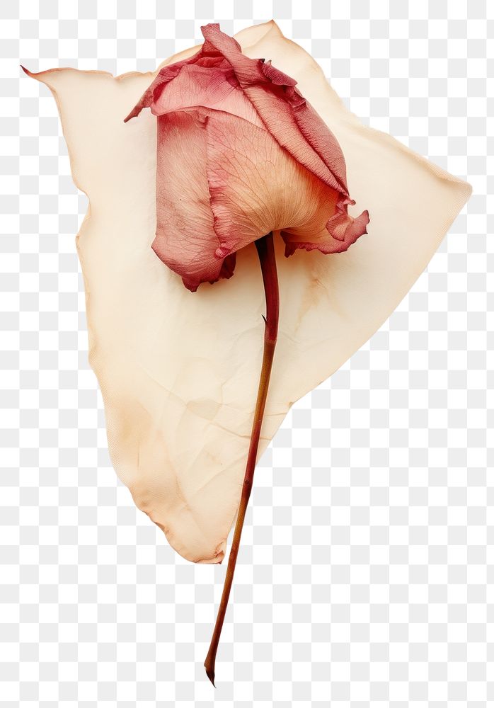 PNG  Real Pressed a rose petals flower plant paper.