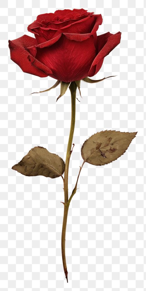PNG  Real Pressed a red rose flower petal plant.