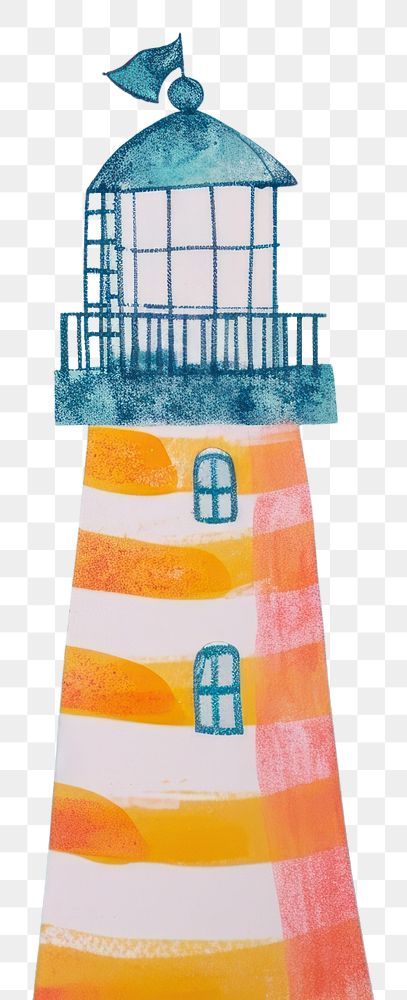 PNG Cute lighthouse illustration transportation architecture sailboat.