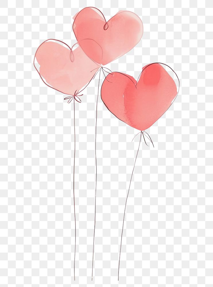 PNG  Cute valentine illustration balloon drawing sketch.