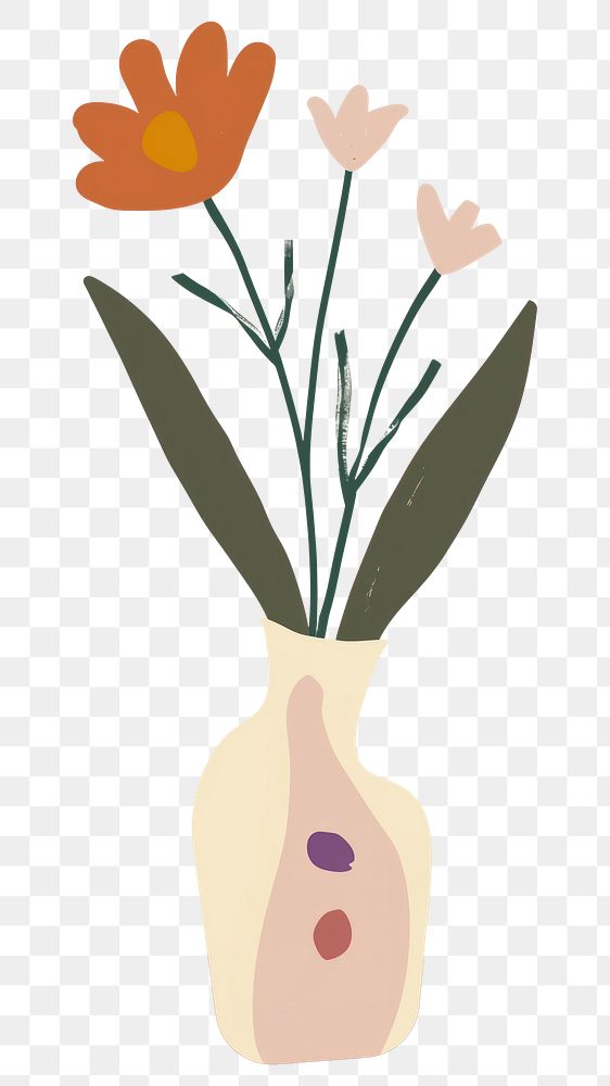 PNG  Cute vase flowers illustration plant art creativity.