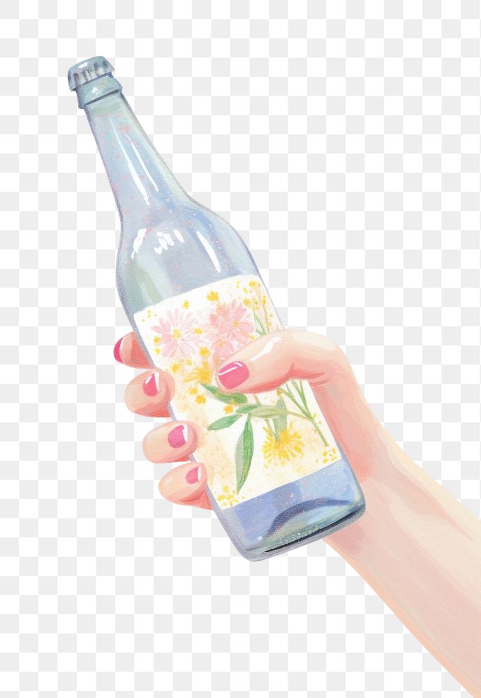 PNG  Beer bottle drink hand. AI generated Image by rawpixel.