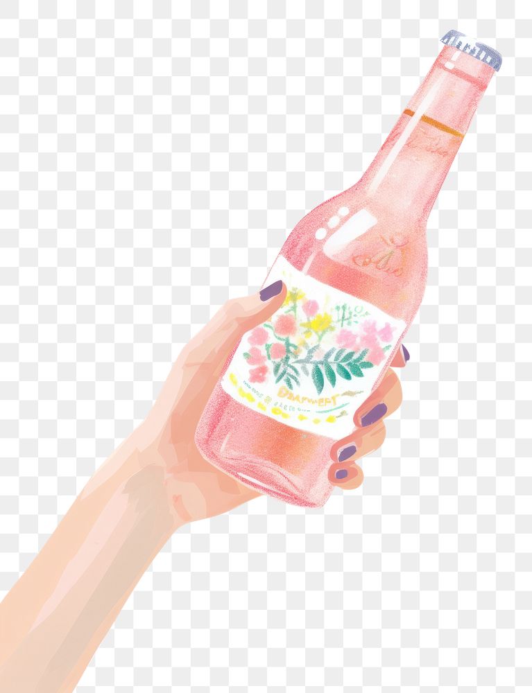 PNG  Beer bottle drink hand. AI generated Image by rawpixel.