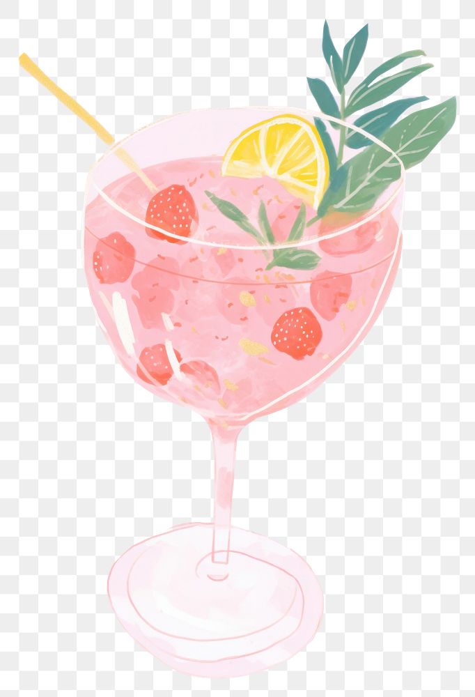 PNG  Cocktail drawing fruit drink. AI generated Image by rawpixel.