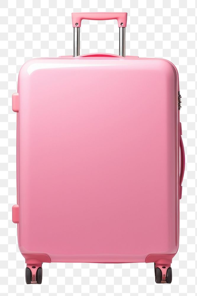 PNG  A pink luggage suitcase handbag white background.