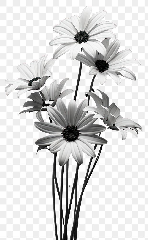 PNG  Flowers monochrome petal daisy.