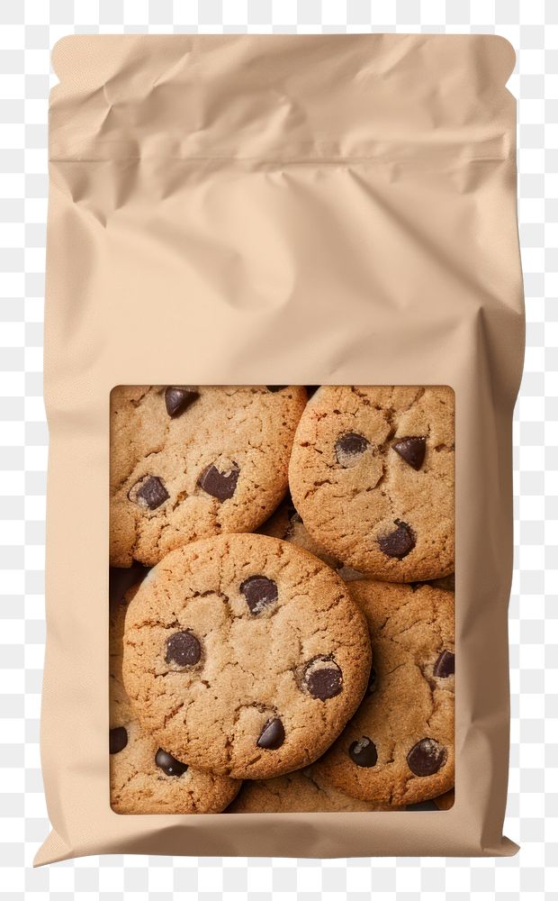 PNG  Paper pouch packaging mockup cookie food confectionery.