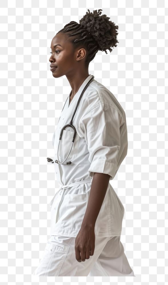 PNG Stethoscope physician standing looking.