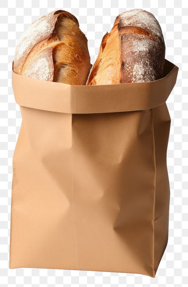PNG  French bread food bag white background.