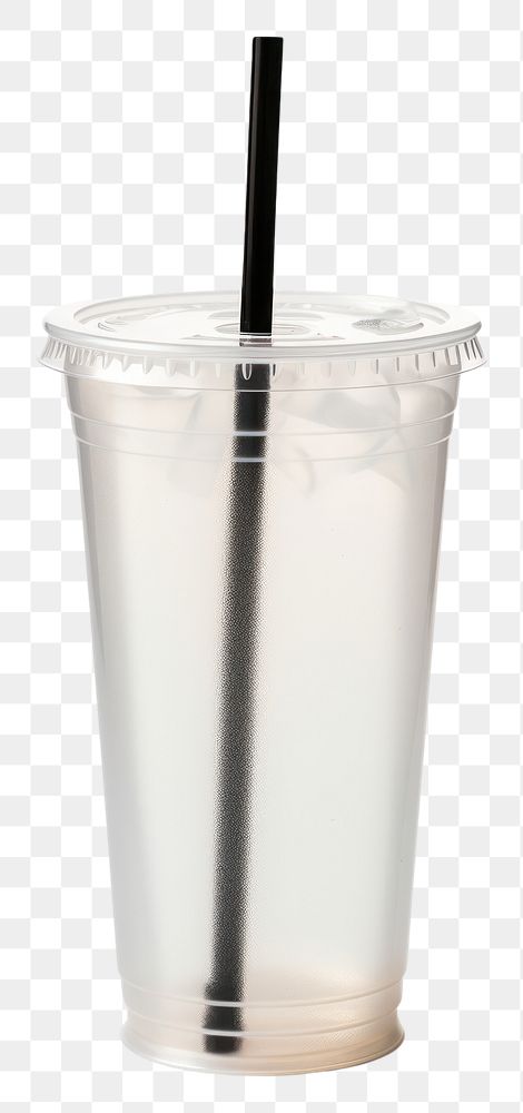 PNG  Transparent plastic cup mockup drink milk white background.