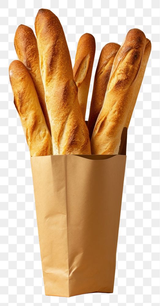 PNG  Bread sticks in the paper box baguette food freshness.