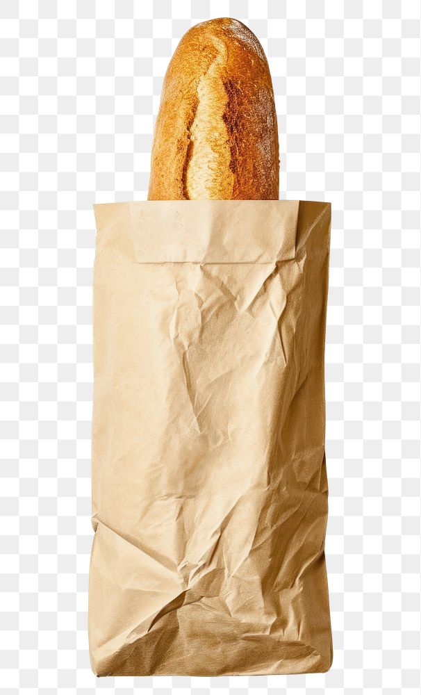PNG  French bread in the paper bag food white background simplicity.