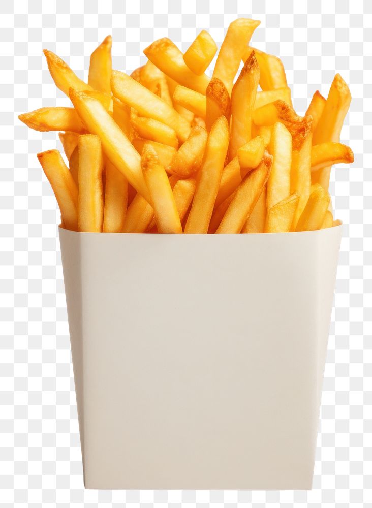 PNG  Fries box mockup food white background vegetable.